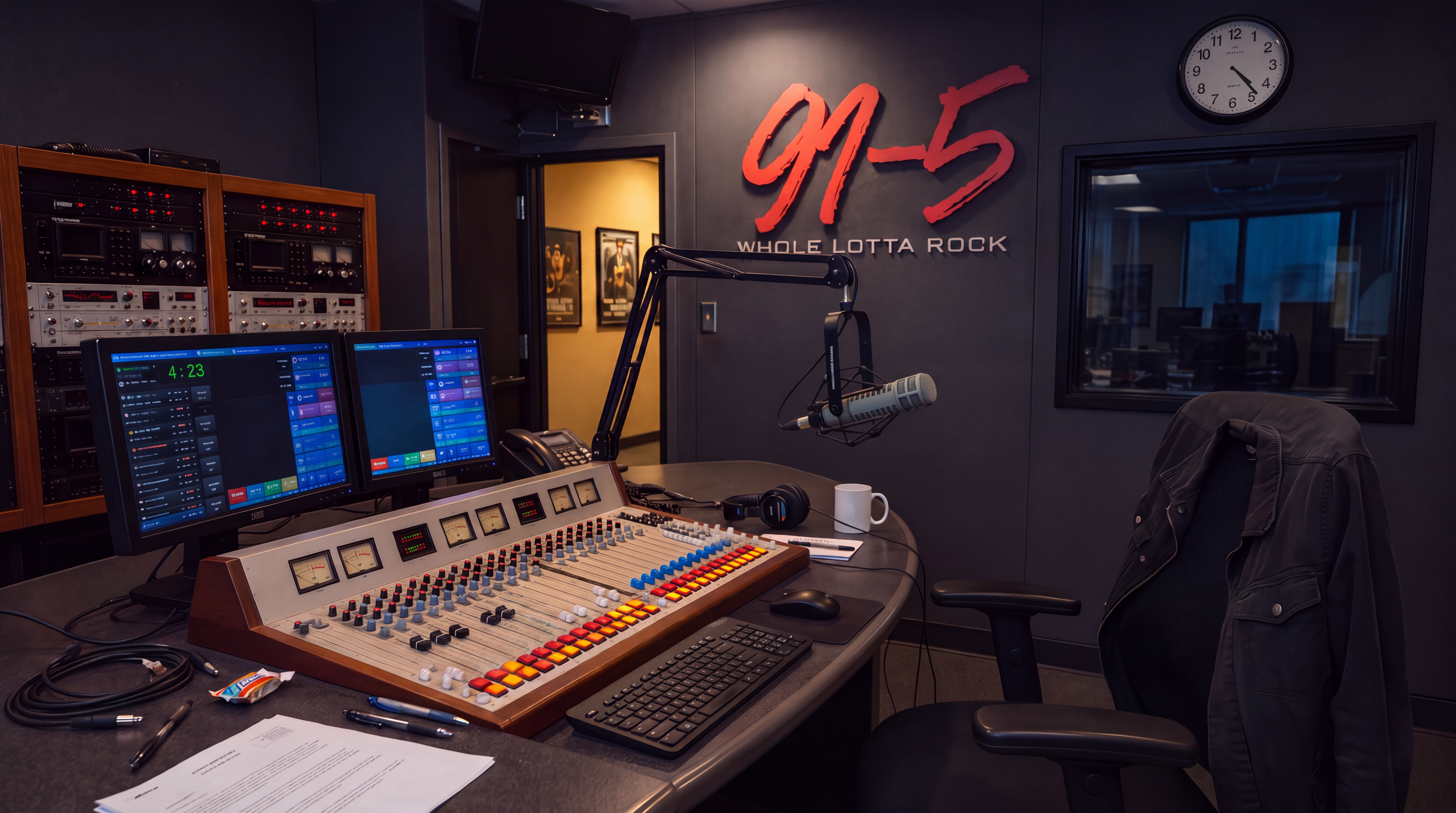 The automated WRKN studio operating at 4:23 a.m. on June 17